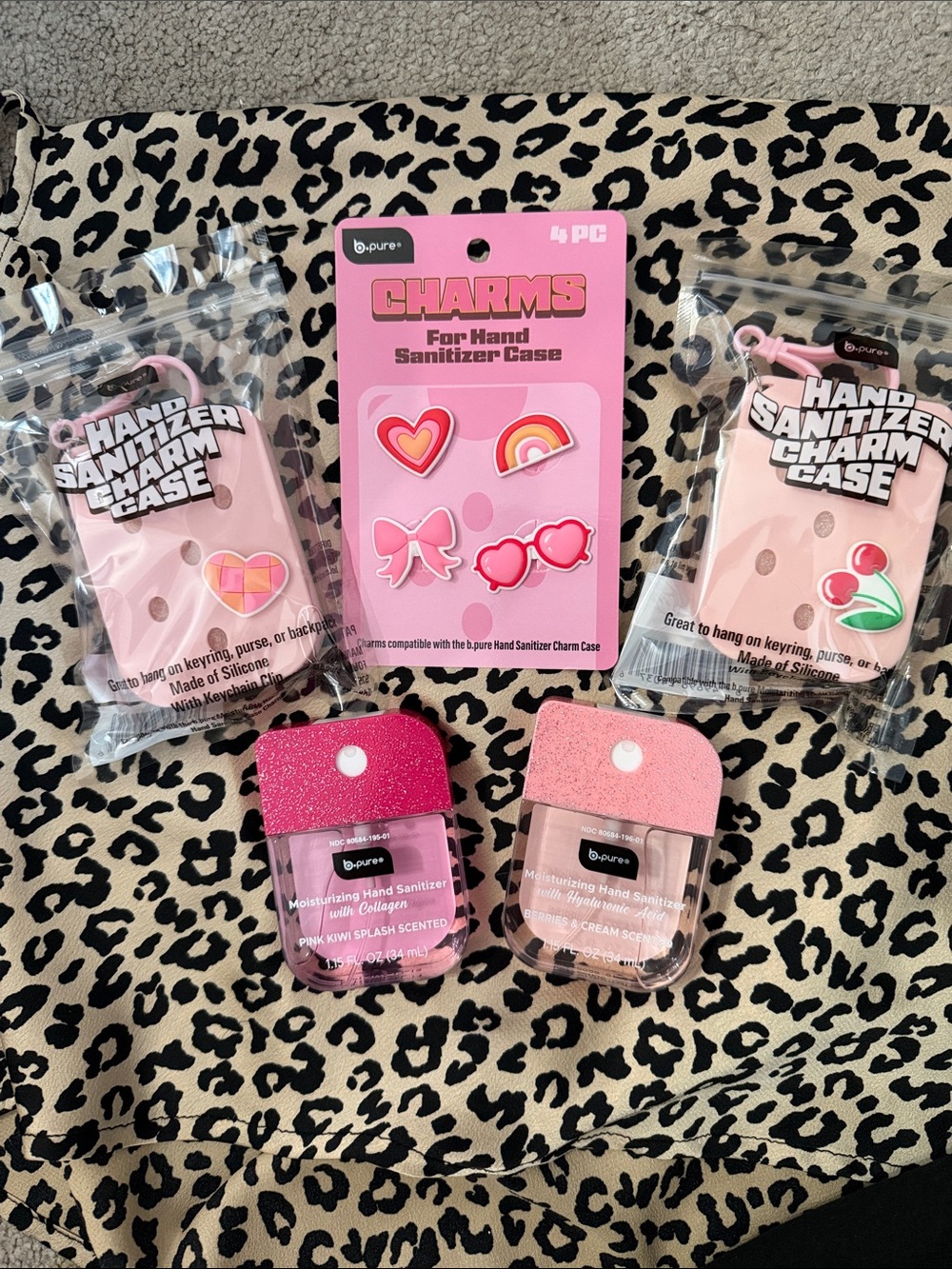 b. pure Pink Glitter Hand Sanitizer Duo with Cases & Charms Viral